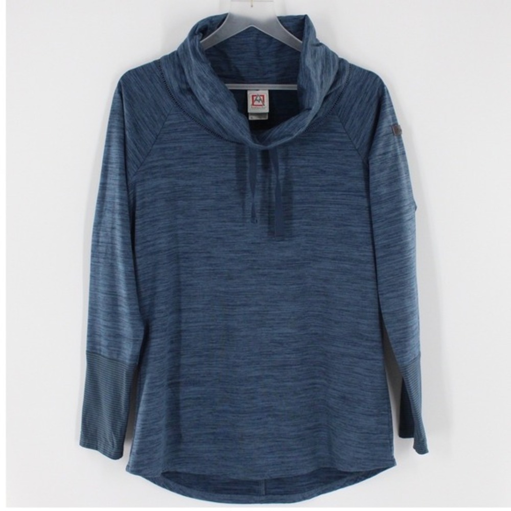 Avalanche Cowl Neck Pullover Space Dye Striped Cuffs XL Blue